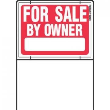 Hy-Ko Sign, "For Sale By Owner", Red & White With Wire Frame, 18x24"