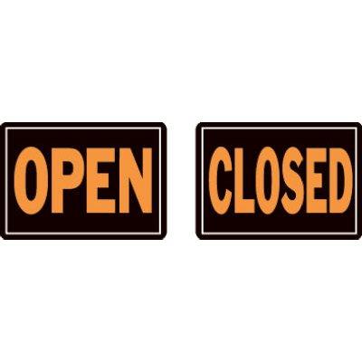 Hy-Ko Sign, "Open/Closed", Hy-Glo Orange & Black Aluminum, 10x14"
