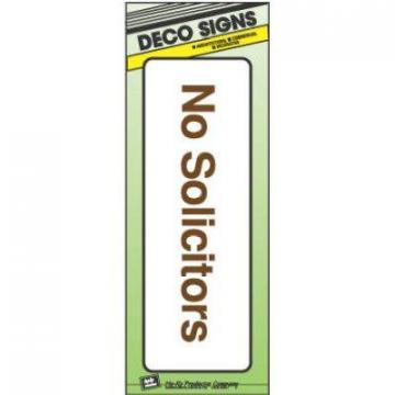 Hy-Ko Sign, "No Solicitors", Peel & Stick, Brown & White Plastic, 3x9"