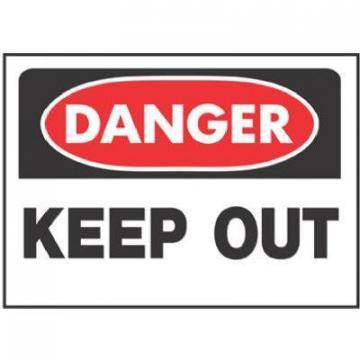 Hy-Ko Sign, "Danger Keep Out", Red/Black Polypropylene, 10x14"