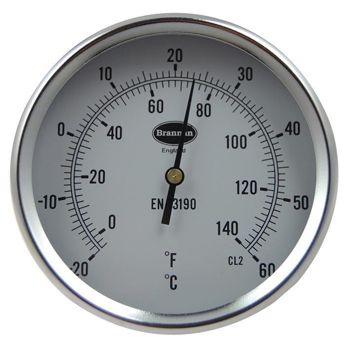 Brannan Direct Mounting Dial Thermometer with -20°C to +60°C Temperature Range