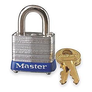 Master Lock Open Shackle Keyed Padlock, 9/16" Shackle Height, Silver