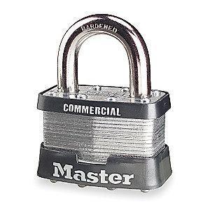 Master Lock Open Shackle Keyed Padlock, 1" Shackle Height, Silver