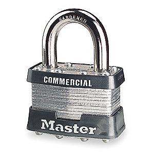 Master Lock Open Shackle Keyed Padlock, 15/16" Shackle Height, Silver