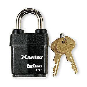 Master Lock Open Shackle Keyed Padlock, 1-1/8" Shackle Height, Black