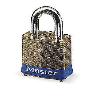 Master Lock Open Shackle Keyed Padlock, 3/4" Shackle Height, Brass