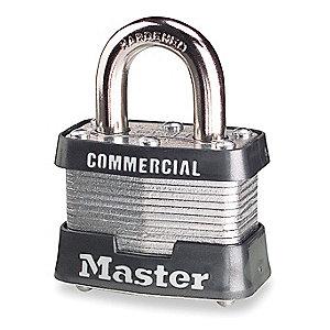 Master Lock Open Shackle Keyed Padlock, 3/4" Shackle Height, Silver