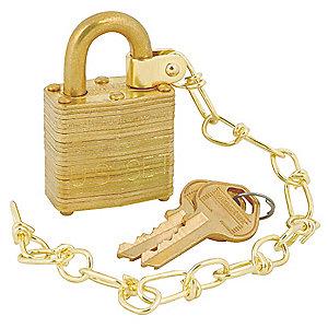 Master Lock Open Shackle Keyed Padlock, 9/32" Shackle Height, Gold