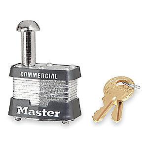 Master Lock Open Shackle Keyed Padlock, 7/8" Shackle Height, Silver