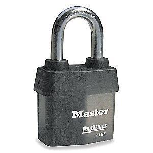 Master Lock Open Shackle Keyed Padlock, 1-3/8" Shackle Height, Black