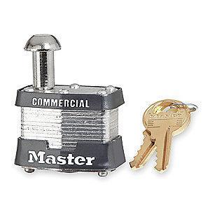 Master Lock Open Shackle Keyed Padlock, 5/8" Shackle Height, Silver