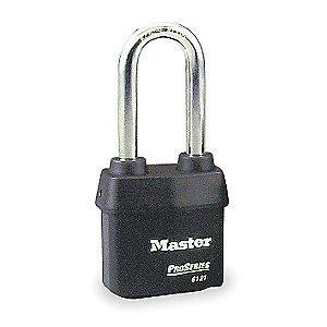 Master Lock Open Shackle Keyed Padlock, 2-1/2" Shackle Height, Black