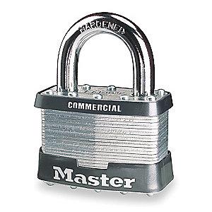Master Lock Open Shackle Keyed Padlock, 1-1/4" Shackle Height, Black/Silver