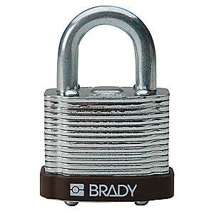 Brady Open Shackle Different-Keyed Padlock, 3/4" Shackle Height, Brown