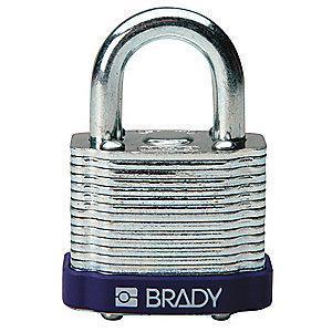 Brady Open Shackle Different-Keyed Padlock, 3/4" Shackle Height, Purple