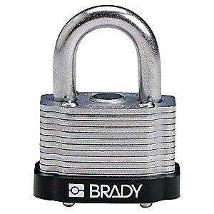 Brady Open Shackle Different-Keyed Padlock, 3/4" Shackle Height, Black