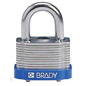 Brady Open Shackle Different-Keyed Padlock, 3/4" Shackle Height, Blue
