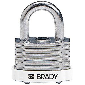 Brady Open Shackle Different-Keyed Padlock, 3/4" Shackle Height, White