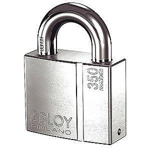 Abloy 2-17/64"H Alike-Keyed Padlock, Open Shackle 1"H x 17/32", Silver