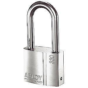 Abloy 1-37/64"H Alike-Keyed Padlock, Open Shackle 2"H x 5/16", Silver