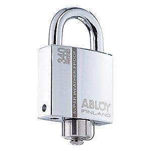 Abloy 2-5/64"H Alike-Keyed Padlock, Open Shackle 1"H x 3/8", Silver