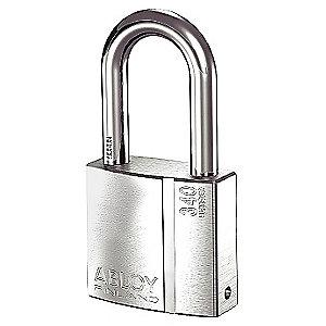 Abloy 2-5/64"H Different-Keyed Padlock, Open Shackle 2"H x 3/8", Silver
