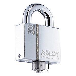 Abloy 2-5/64"H Different-Keyed Padlock, Open Shackle 1"H x 17/32", Silver