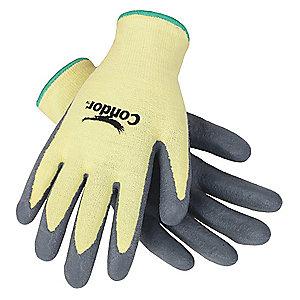 Condor Nitrile Cut Resistant Gloves, Cut Level 4, Kevlar Lining, Gray/Yellow 2XL