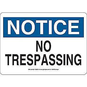 Condor Trespassing and Property, Notice, Aluminum, 10" x 14"