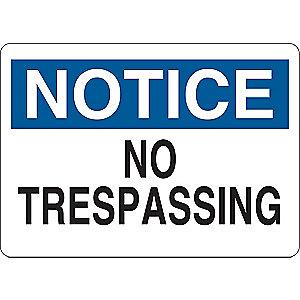 Condor Trespassing and Property, Notice, Plastic, 10" x 14"