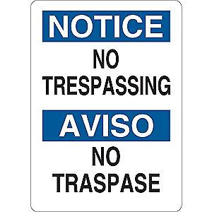 Condor Trespassing and Property, Notice, Vinyl, 14" x 10", Adhesive Surface