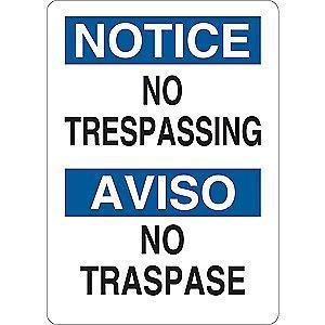 Condor Trespassing and Property, Notice, Vinyl, 10" x 7", Adhesive Surface