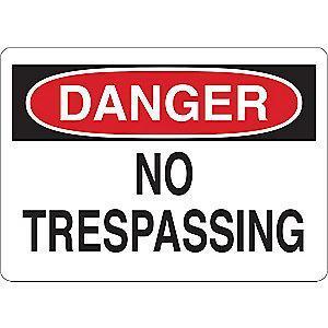 Condor Trespassing and Property, Danger, Vinyl, 10" x 14", Adhesive Surface