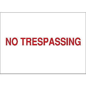 Condor Trespassing and Property, No Header, Vinyl, 10" x 14", Adhesive Surface
