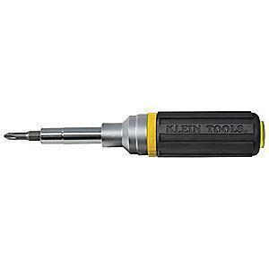 Klein 10-in-1 Multi-Bit Screwdriver, 8" Length, Number of Pieces: 7