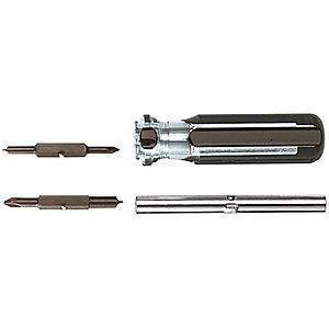 Klein 4-in-1 Multi-Bit Screwdriver, 7-5/8" Length, Number of Pieces: 4