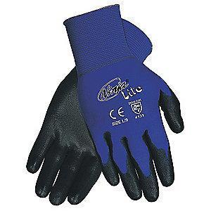 MCR 18 Gauge Flat Polyurethane Coated Gloves, Glove Size: L, Black/Blue