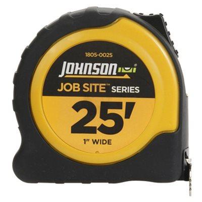 Johnson Job Site Power Tape Measure, Nylon-Coated Blade, 1" x 25-Ft.