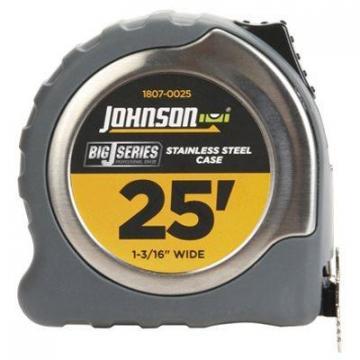 Johnson Big J Power Tape Measure, Nylon-Coated Blade, 1-3/16" x 25-Ft.