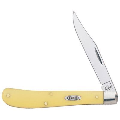 Case Slimline Trapper Pocket Knife, Yellow/Chrome Vanadium, 4-1/8"