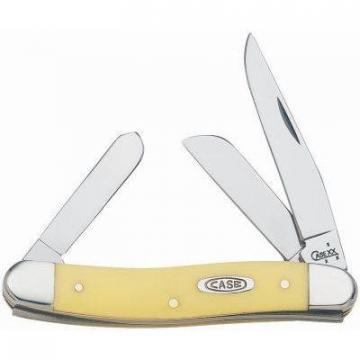 Case Stockman Pocket Knife with Clip, Chrome Vanadium/Yellow, 3-5/8"