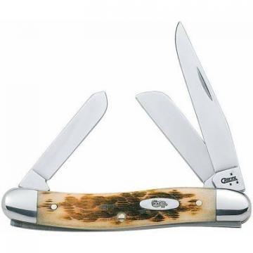 Case Stockman Pocket Knife, Stainless Steel/Amber Bone, 3-5/8"
