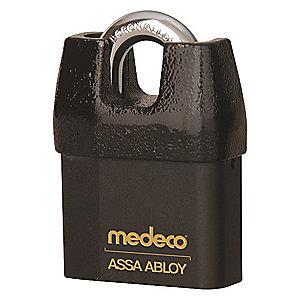 Medeco 54725R0-T-26-DL-S Different-Keyed Open Shackle Padlock, 2-1/4", Black