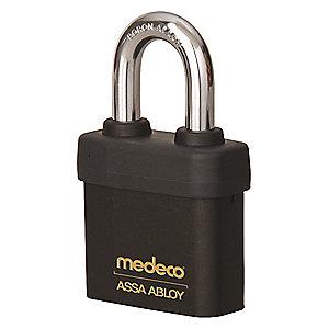 Medeco 54715R0-T-26-DL-S Different-Keyed Open Shackle Padlock, 2-1/4", Black