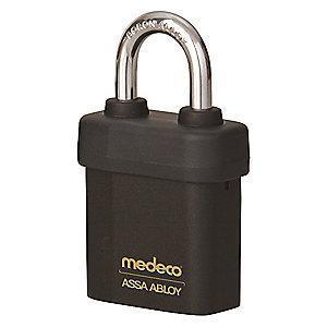 Medeco 5451F00-T-26-DL-S Different-Keyed Open Shackle Padlock, 2-1/2", Black
