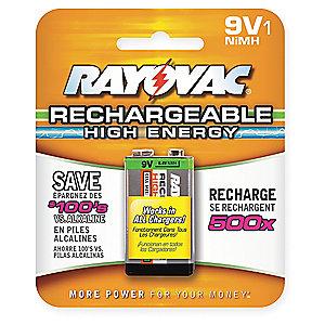 Rayovac 9V Pre-Charged Rechargeable Battery, High Energy, Nickel-Metal Hydride