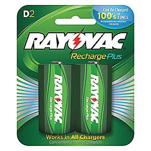 Rayovac D Pre-Charged Rechargeable Battery, Recharge Plus, Nickel-Metal Hydride
