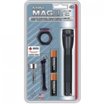 Maglite Mini Flashlight Combo Pack, 14-Lumens, Red/Clear/Amber Lenses, Black