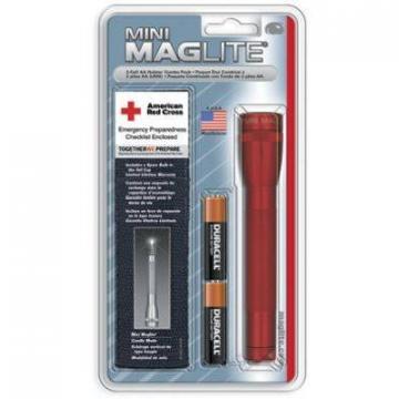 Maglite Mini Incandescent Flashlight Combo Pack, 14-Lumens, Red Aluminum