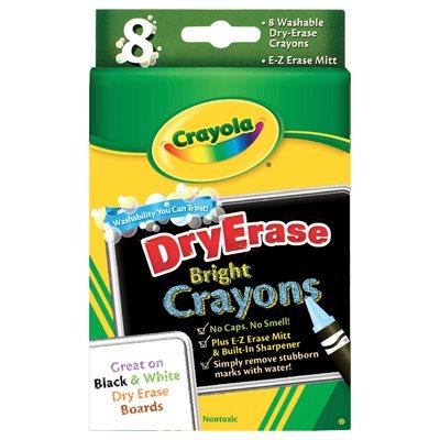 Crayola Dry Erase Crayons, Washable, Large, 8-Pk.